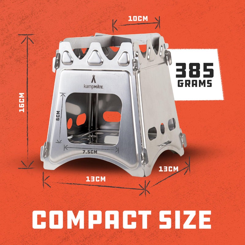 kampMATE Portable Camping Stove Wood, Wood Stove Camping, Outdoor Compact Campfire, Survival Cooking Gear, Backpacking Stoves, Emergency Backpack Stoves, Hiking Burner, Foldable with Nylon Case - Image 2
